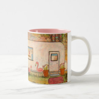 Happy Trails Vintage-Wohnwagen Zweifarbige Tasse