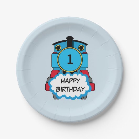 Happy Train boy birthday plate Pappteller (Vorderseite)