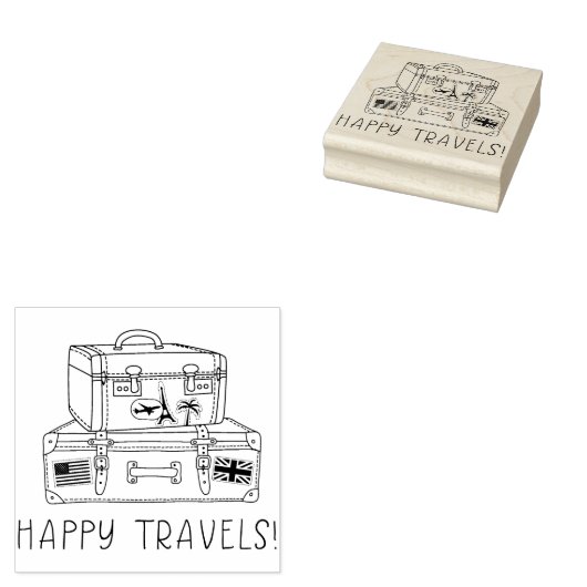 Happy Travels - Gehäuse Gummi Briefmarke Gummistempel (Stempel)