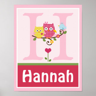 Happy Tree Owls 2 Personalisiertes Art Poster