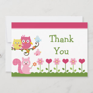 Happy Tree Owls Baby Dusche Danke Karte
