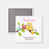 Happy Tree Owls Baby Shower Fevor Magnet (Vorderseite/Rückseite)
