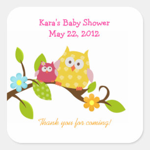 Happy Tree Owls Woodland SQUARE Gefallen Sticker
