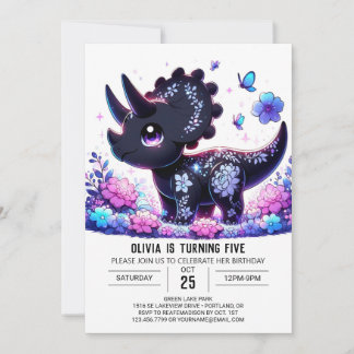 Happy Triceratops Dinosaur Digital Geburtstag Einladung