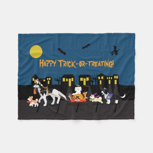 Happy Trick oder Treating! Fleecedecke (Vorderseite (Horizontal))
