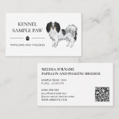 Happy Tricolor Phalène Hund Kennel und Züchter Visitenkarte (Vorne/Hinten)