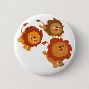 Happy Trio des Niedlichen Cartoon Lions Button Abz