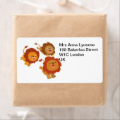 Happy Trio des Niedlichen Cartoon Löwen Label (Insitu)