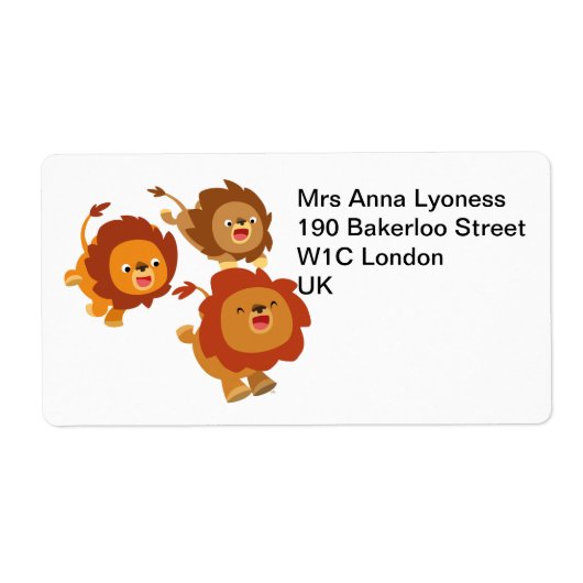 Happy Trio des Niedlichen Cartoon Löwen Label (Vorne)