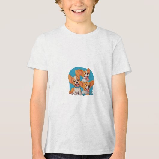 Happy Trio of Playful Corgis Tri-Blend Shirt (Vorderseite)