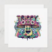 Happy Trippy Mushroom Einladung (Vorne/Hinten)