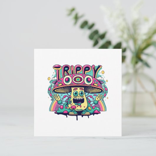 Happy Trippy Mushroom Einladung (Stehend Vorderseite)