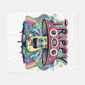 Happy Trippy Mushroom Fleecedecke (Vorderseite (Horizontal))