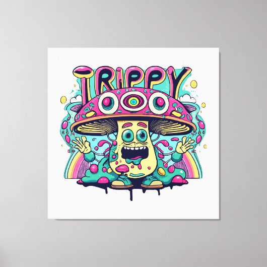 Happy Trippy Mushroom Leinwanddruck (Vorderseite)