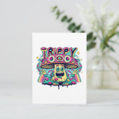Happy Trippy Mushroom Postkarte (Stehend Vorderseite)