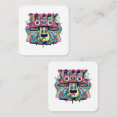 Happy Trippy Mushroom Quadratische Visitenkarte (Vorne/Hinten)