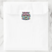 Happy Trippy Mushroom Quadratischer Aufkleber (Tasche)