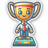 Happy Trophy Sticker für Unternehmen und Finanzexp (Vorderseite)
