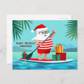 Happy Tropical Christmas Santa Feiertagspostkarte (Vorne/Hinten)
