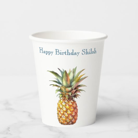 Happy Tropical Pineaple Pappbecher (Vorderseite)