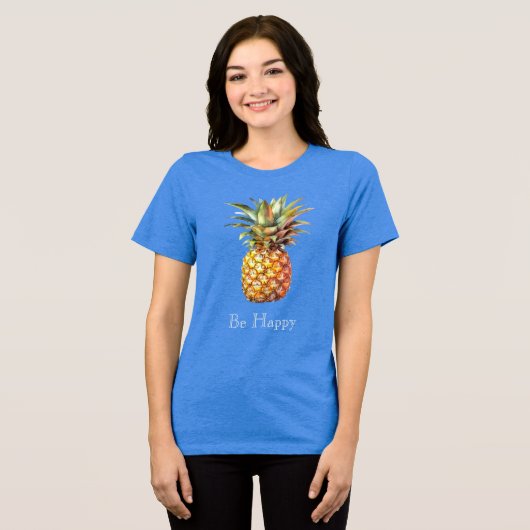 Happy Tropical Pineaple Tri-Blend Shirt (Vorderseite voll)
