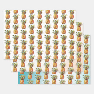 Happy Tropical Pineapples Geschenkpapier Set