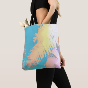 Happy Tropical Vibes Palm Trees Tote Bag Tasche
