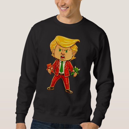 Happy Trump Funny Trump Bull Bear Trump Meme Chibi Sweatshirt (Vorderseite)