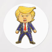 Happy Trump, Funny Trump, Funny Meme Chibi Cartoon Etiketten (Design 1)