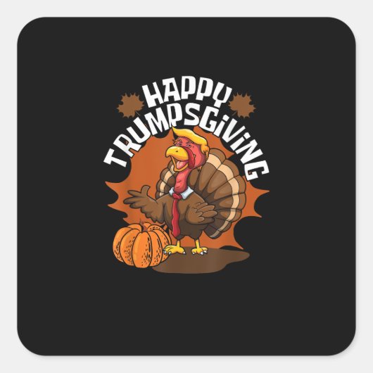 Happy Trumpsgiving Funny Erntedank Trumpkin Usa Quadratischer Aufkleber (Vorderseite)