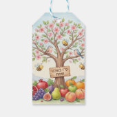 Happy Tu B'Shevat – Colorful Blossom & Fruit Geschenkanhänger (Rückseite)