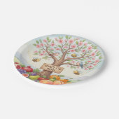 Happy Tu B'Shevat – Colorful Blossom & Fruit Pappteller (Schrägansicht)