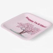 Happy Tu B'shvat / Bishvat Pink Tree Pappteller (Gewinkelt)