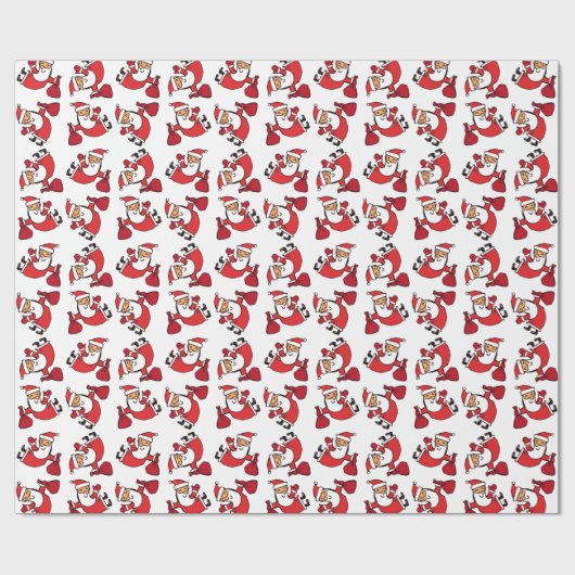 Happy Tumbling Santa Pattern Geschenkpapier (Flach)