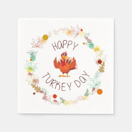Happy Turkey Day Blätter und Türkei Serviette