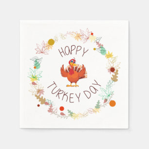 Happy Turkey Day Blätter und Türkei Serviette