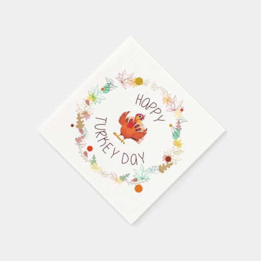 Happy Turkey Day Blätter und Türkei Serviette (Ecke)