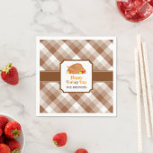 Happy Turkey Day Brown Checkered Paper Napkin Serviette (Beispiel)