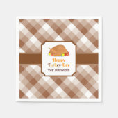 Happy Turkey Day Brown Checkered Paper Napkin Serviette (Vorderseite)