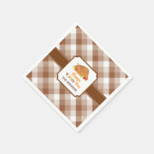 Happy Turkey Day Brown Checkered Paper Napkin Serviette (Ecke)