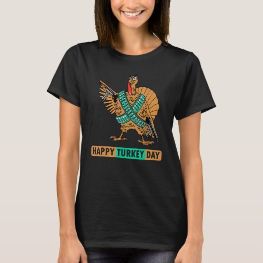 Happy Turkey Day Cute Little Pilgrim Thanksgiving T-Shirt (Vorderseite)