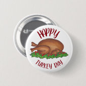 Happy Turkey Day Erntedank Dinner Cranberries Button (Vorne & Hinten)