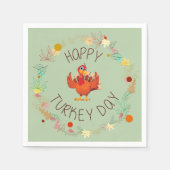 Happy Turkey Day Erntedank Dinner Serviette (Vorderseite)