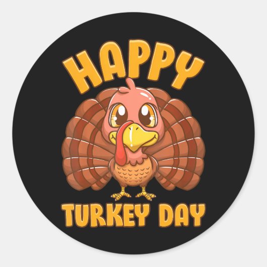Happy Turkey Day Erntedank Gobble Teacher Runder Aufkleber (Vorderseite)