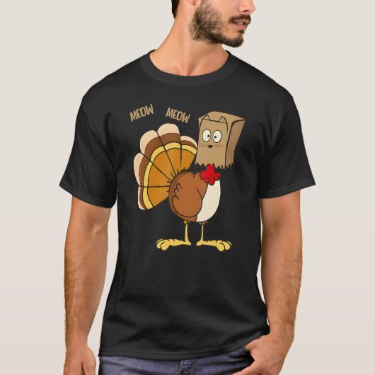 Happy Turkey Day Fake Cat Meow Thanksgiving Turk T-Shirt (Vorderseite)