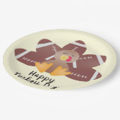 Happy Turkey Day Football Feathers Pappteller (Schrägansicht)