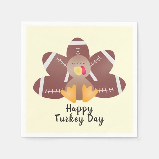 Happy Turkey Day Football Feathers Serviette (Vorderseite)