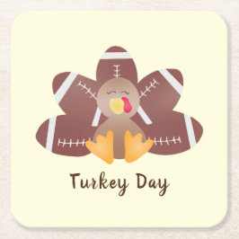 Happy Turkey Day Football Feathers Untersetzer
