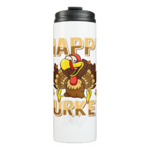Happy Turkey Day Funny Erntedank Herbst Herbst Sti Thermosbecher
