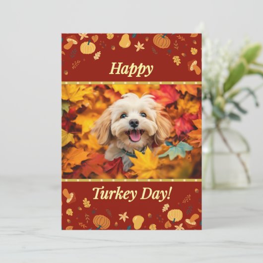 Happy Turkey Day Grußkarte Dankeskarte (Stehend Vorderseite)